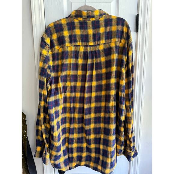 Men’s Chaps Performance Yellow Navy Red Plaid Cotton Button Down size 2XLT - Picture 6 of 6